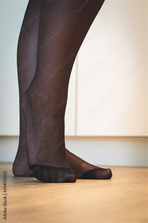 black nylons feet